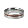 Silver Pipe Cut Design Wedding Band with Wood Inlay in 6mm Width