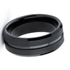 Black Center Grooved Wedding Band with Brushed Finish