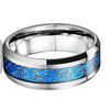Silver Celtic Dragon Wedding Band with Blue Carbon Fiber Inlay