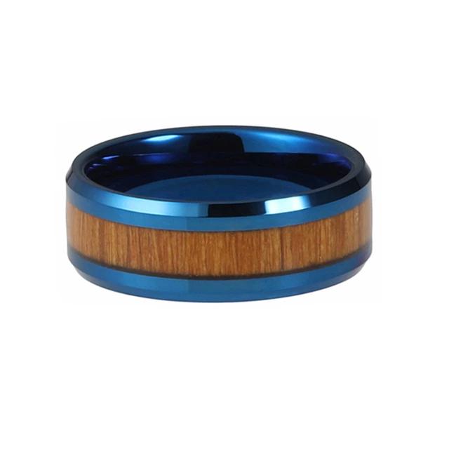 Blue Wedding Band with Wood Inlay
