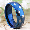 Dog Foot Paw Print Blue Wedding Band