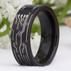 Black Circuit Board Design Tungsten Ring