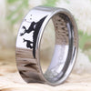 Deer Scene Design Silver Wedding Band
