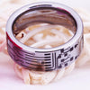 Silver Circuit Board Design Wedding Band in 8mm Width