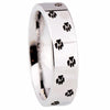 Dog Foot Paw Design Silver Tungsten Ring in 8mm Width