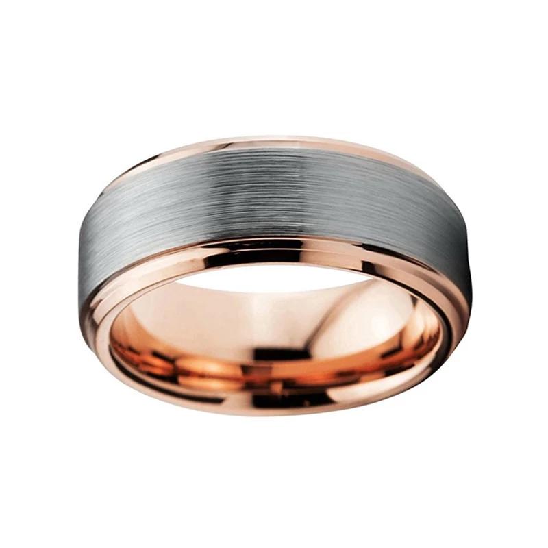 Silver Wedding Band with Bevel Edges and Silver Matte Finish