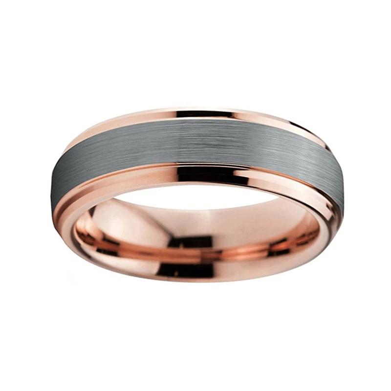 Silver Wedding Band with Bevel Edges and Silver Matte Finish in 6mm Width