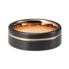 Rose Gold Wedding Band with Offset Grooved Black Matte Finish
