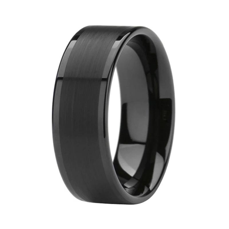 Black Tungsten Ring with Polished Finish in 8mm Width