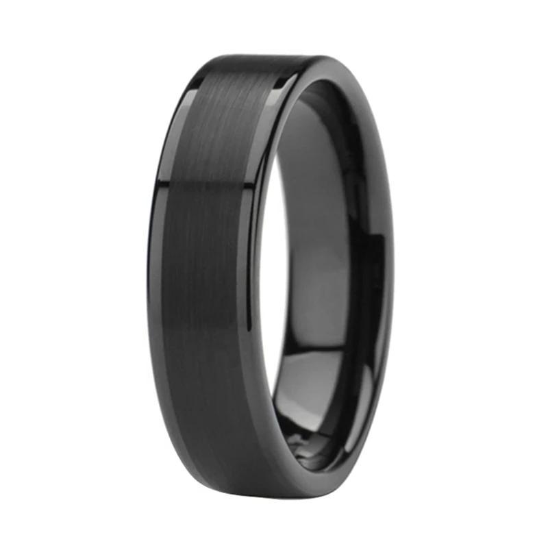 Black Tungsten Ring with Polished Finish in 6mm Width
