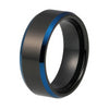 Black Tungsten Ring with Blue Edges