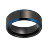 Black Wedding Band with Blue Edges