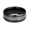 Black Celtic Dragon Wedding Band with Purple Carbon Fiber Inlay