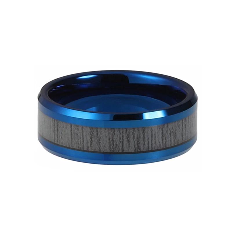 Blue Wedding Band with Zebra Wood Inlay