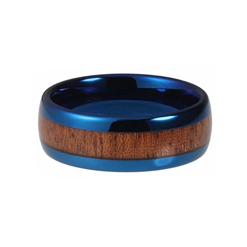 Blue Wedding Band with Wood Inlay
