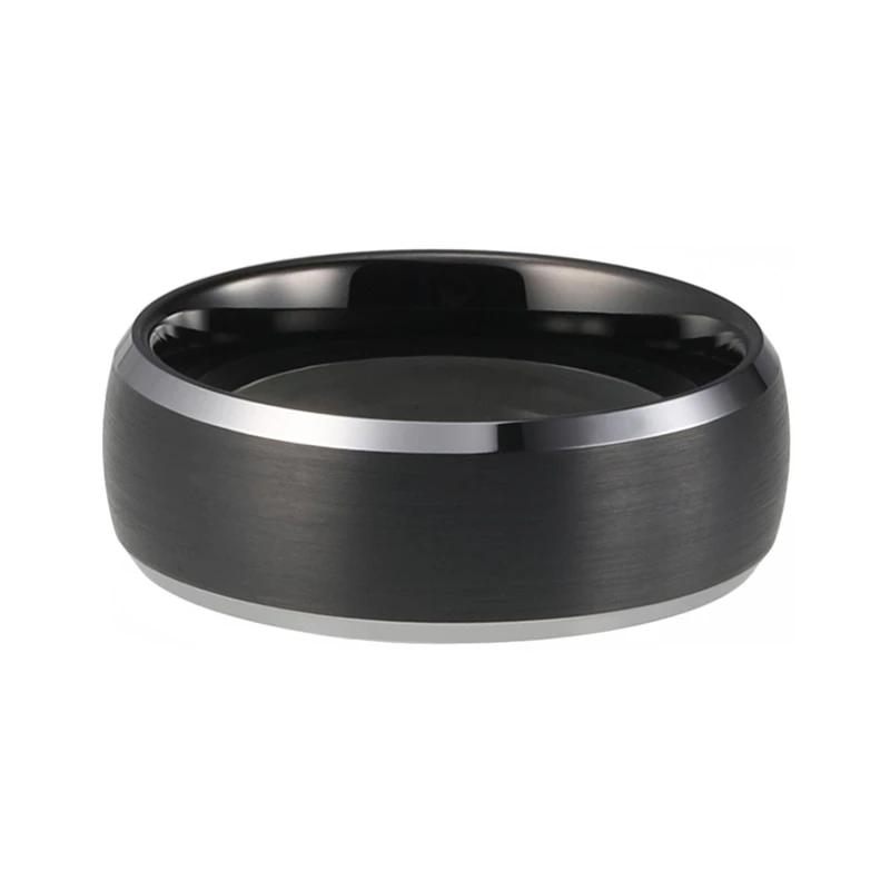 Black Wedding Band with Shiny Edges