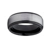 Black Wedding Band with Silver Brushed Center