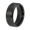Black Satin Finish Beveled Edges Tungsten Ring