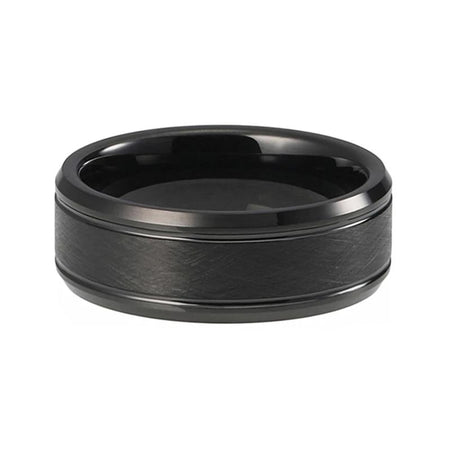 Black Tungsten with Brushed Satin Finish and Beveled Edges for Men and Women