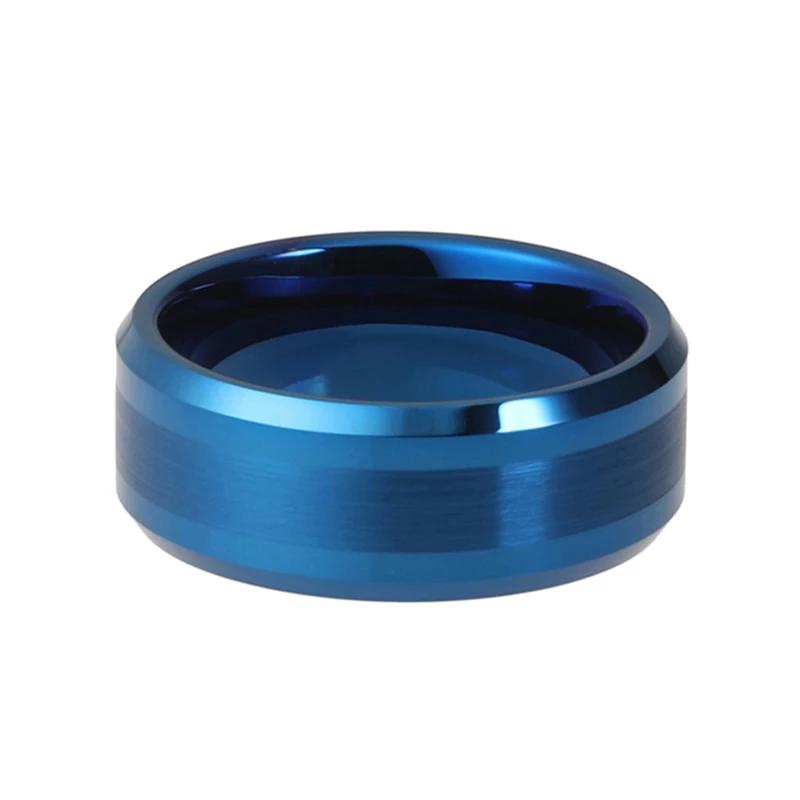 Blue Wedding Band with Shiny Edges Design