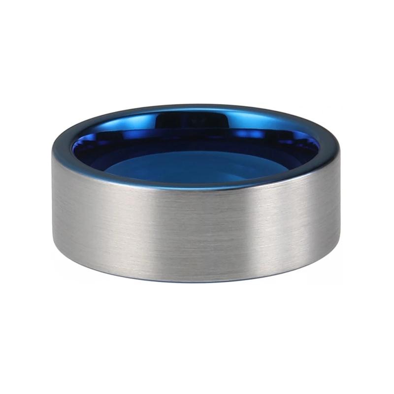Blue Wedding Band with Silver Matte Finish
