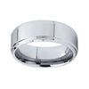 Classic Silver Wedding Band with Shiny Beveled Edges in 8mm width