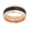 Rose Gold Wedding Band with Black Meteorite Inlay