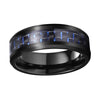 Black Wedding Band with Blue and Black Carbon Fiber Inlay