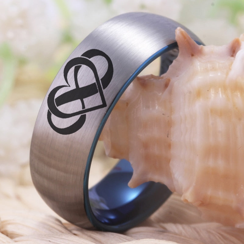 Silver Infinity Heart Always and Forever Couple Tungsten Ring