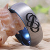 Silver Infinity Heart Always and Forever Couple Tungsten Ring with Blue Color