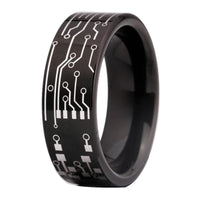 Black Circuit Board Design Tungsten Ring