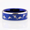 Duck Hunting Design Blue Tungsten Ring in 8mm Width