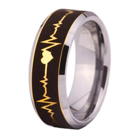 Heart Beat Design Silver Tungsten Ring 