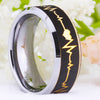 Heart Beat Design Silver Wedding Band in 8mm Width