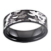 Camo Design Military Wedding Band in Black Color