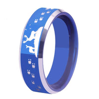 Deer Couple Scene Design Blue Tungsten Ring