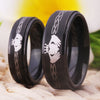 Black Classic Claddagh Design Couple Tungsten Ring in 6mm Width