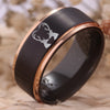 Deer Heart Design Black Wedding Band with Golden Edges