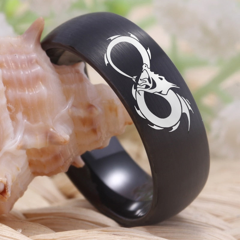 Black Dragon Infinity Design Tungsten Ring in 8mm Width