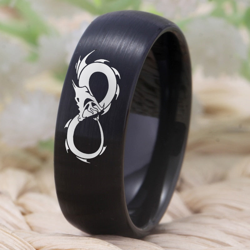 Black Dragon Infinity Design Wedding Band