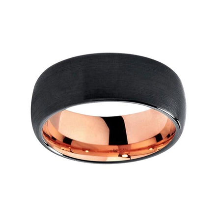 Rose Gold Tungsten Ring with Black Matte Finish for Men and Women