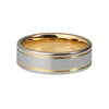 Yellow Gold Wedding Band with Double Grooves in 8mm