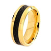 Yellow Gold Tungsten Ring with Black Carbon Fiber Inlay