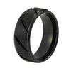 Black Multi Grooved Tungsten Ring