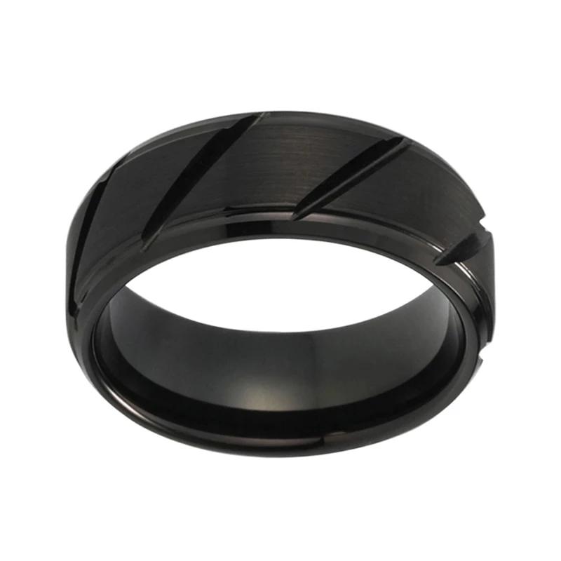 Black Multi Grooved Wedding Band