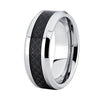 Silver Tungsten Ring with Black Carbon Fiber Inlay