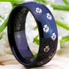 Dog Foot Paw Design Black Wedding Band