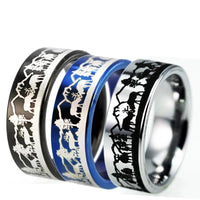 Deer Family in Mountain Design Tungsten Ring