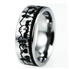 Deer Family in Mountain Design Tungsten Ring Silver Color