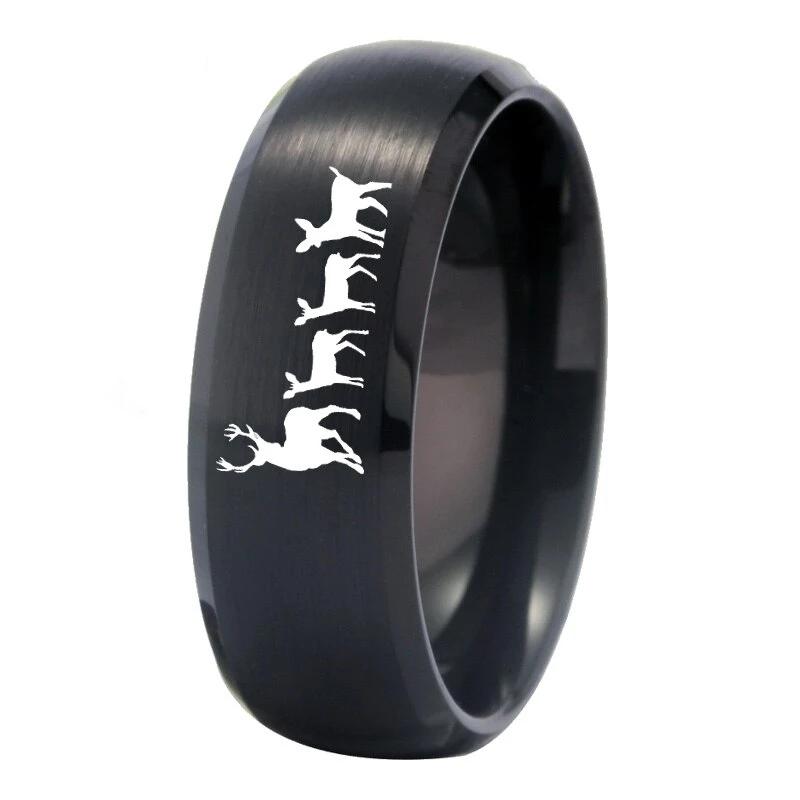 Deer Family Design Tungsten Ring